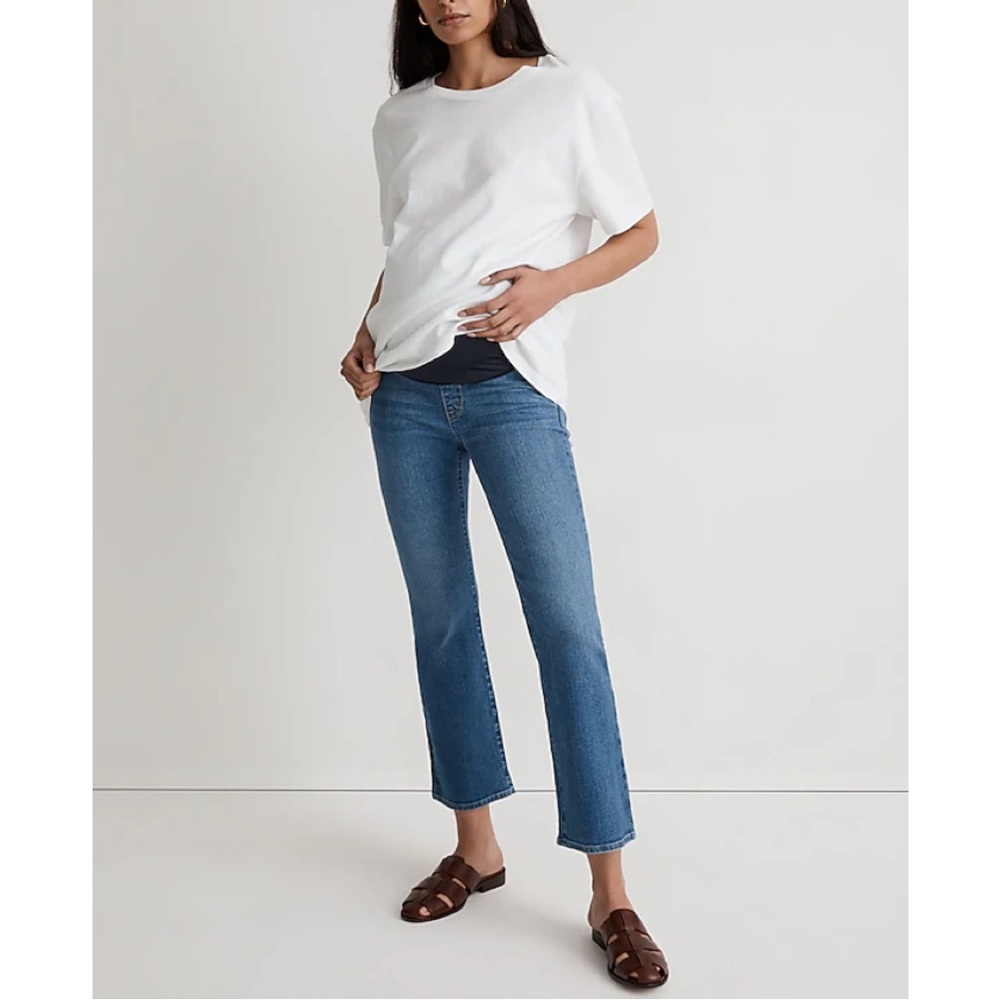 MADEWELL Maternity Over-the-Belly Kick Out Crop Jeans in Cherryville Wash